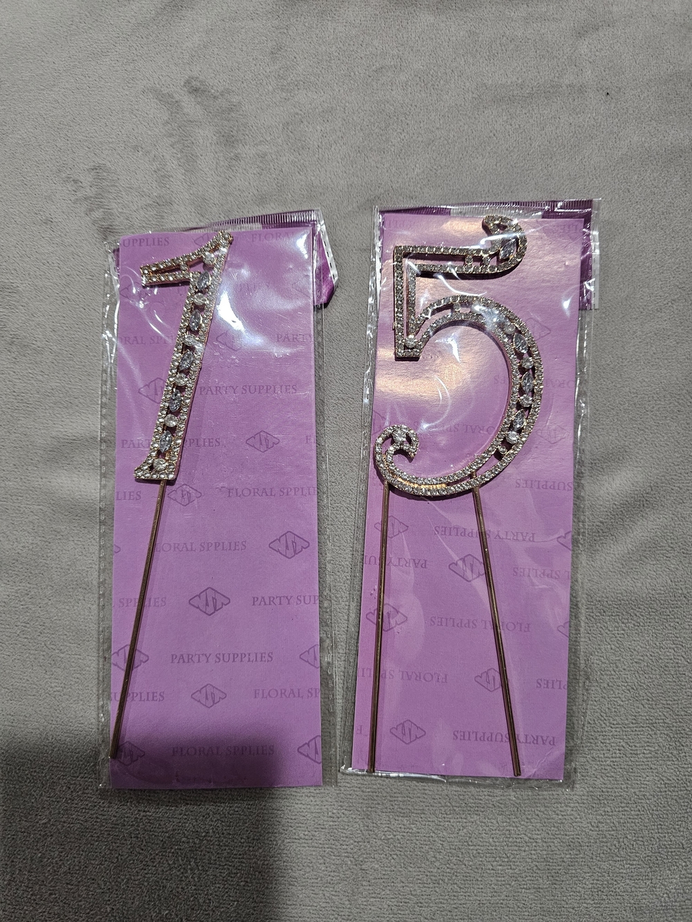 Rhinestone Number Cake Topper - Silver '15'